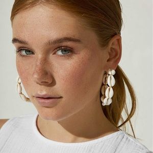 Sea Shell Cowrie Shell Hoop Earrings